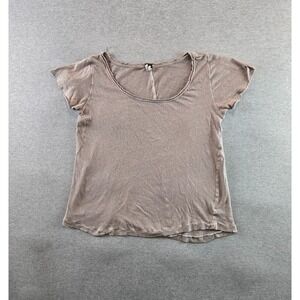 We The Free People T Shirt Womens Medium Gray Burnout top Distress Seams
